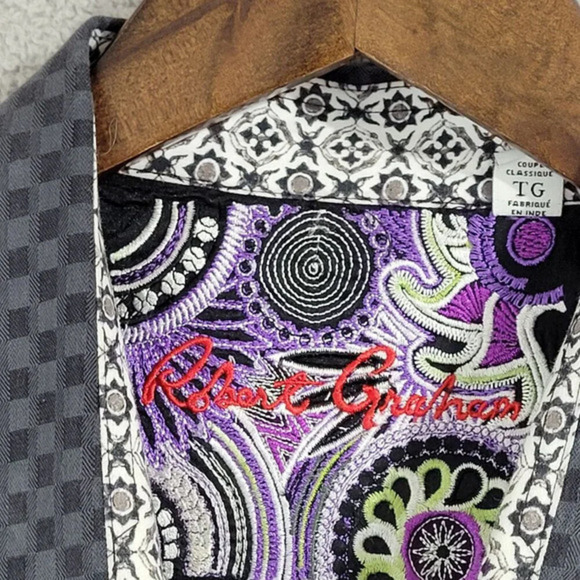 Robert Graham Mens Classic Fit Long Sleeve Checkered Button down Shirt‎ XL  27CT - Picture 5 of 10